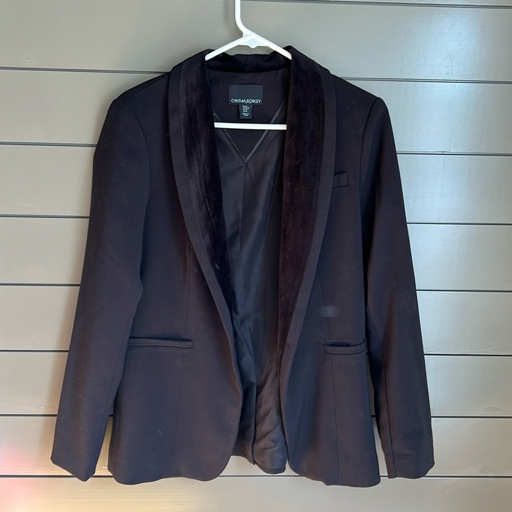 Cynthia Rowley Velvet Trimmed Black Blazer. M.